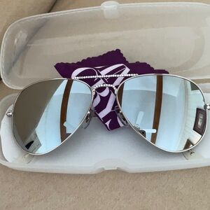 NEW JIMMY CRYSTAL SILVER MIRROR AVIATORS WITH SWAROVSKI CRYSTAL ON BRIDGE
